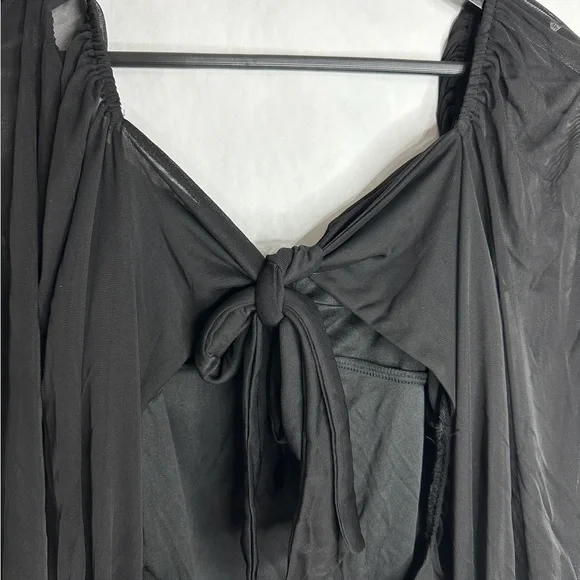 B Darlin Black Ruched Mesh Long Sleeve Bodycon Cut Out Mini Dress Size XL - Picture 8 of 15